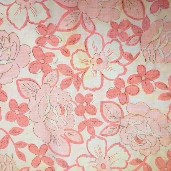 VTG Dantrel Pink Floral Flat Sheet No Iron Muslin Full/Double Quilting Crafts - Picture 2 of 4